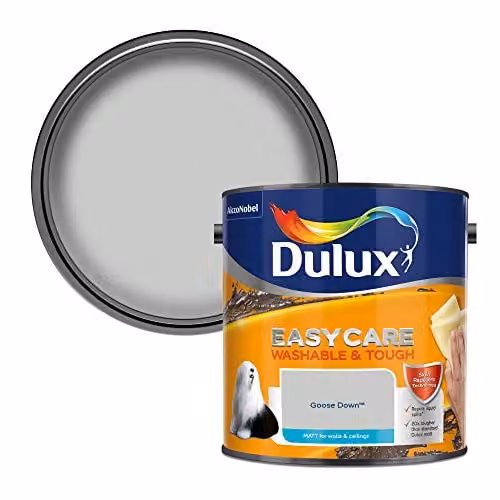 Dulux Easycare Washable and Tough Matt Emulsion Paint for Walls and Ceilings, Goose Down Grey, 2.5 Litres