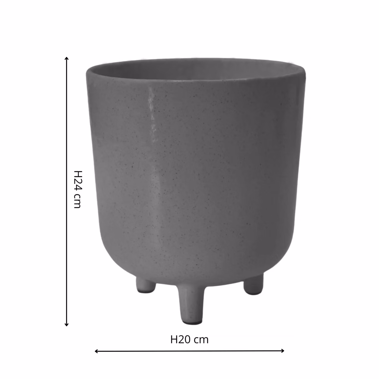Ivyline Lecce Grey Speckled Ceramic Round Tabletop Planter, H: 24 cm, D: 20 cm – 3