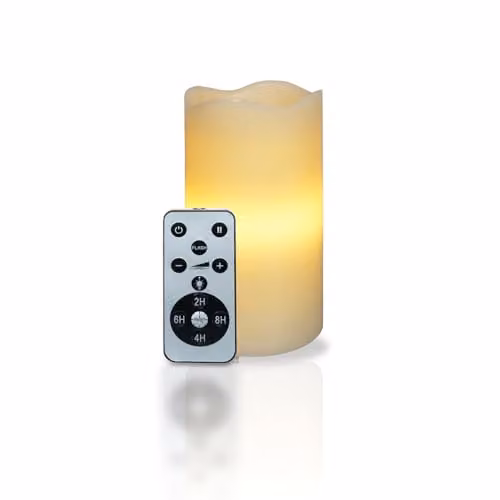 mysmartbuy White LED Pillar Candle Star Projector with Remote Control and Timer, H16 x W8 cm