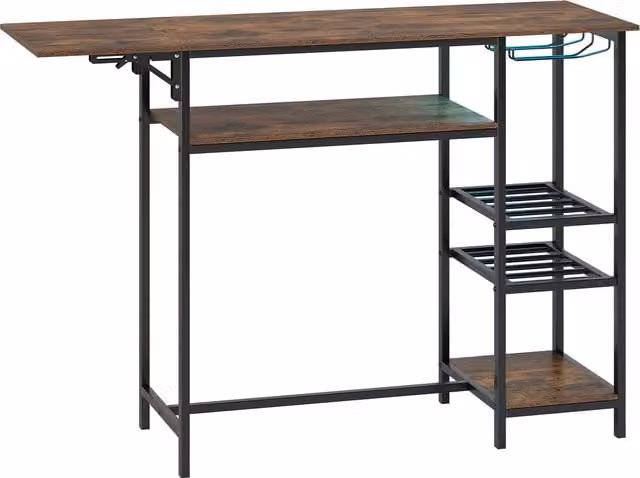Costway Industrial Counter Height Bar Table in Brown
