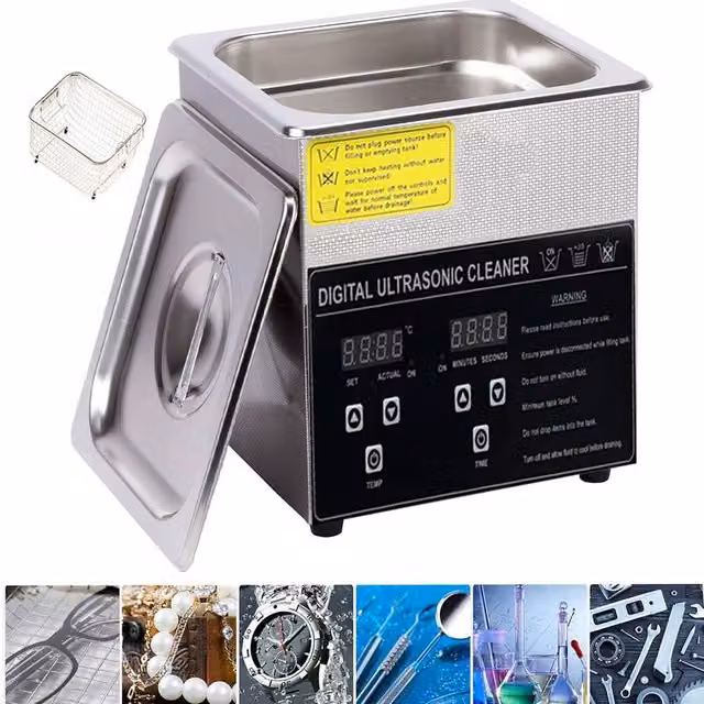 Hinsinc 2L Digital Ultrasonic Cleaner Cleaning Tank in Silver