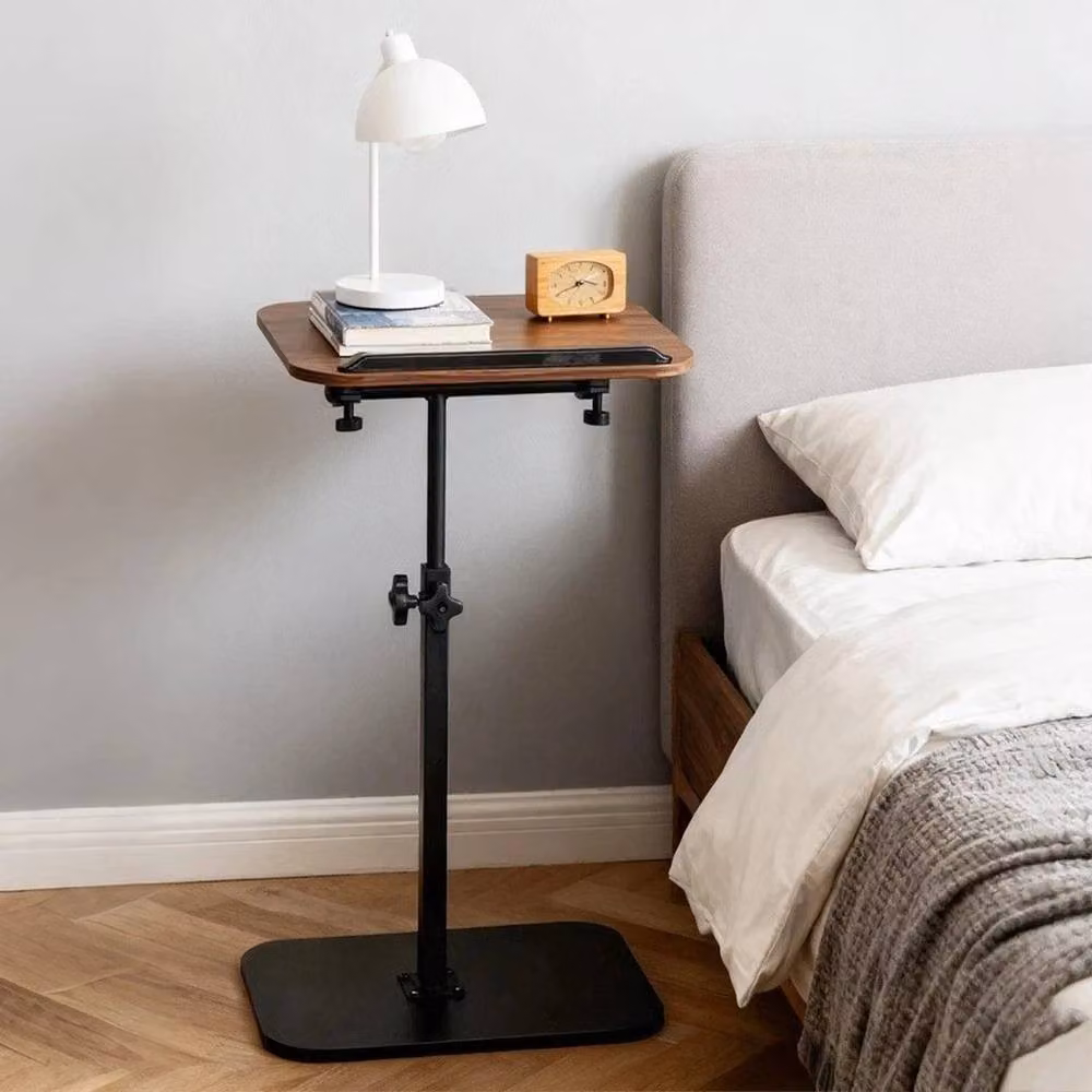 KORVIXA Adjustable Brown Walnut Sofa Side End Table and Laptop Coffee Table – 4