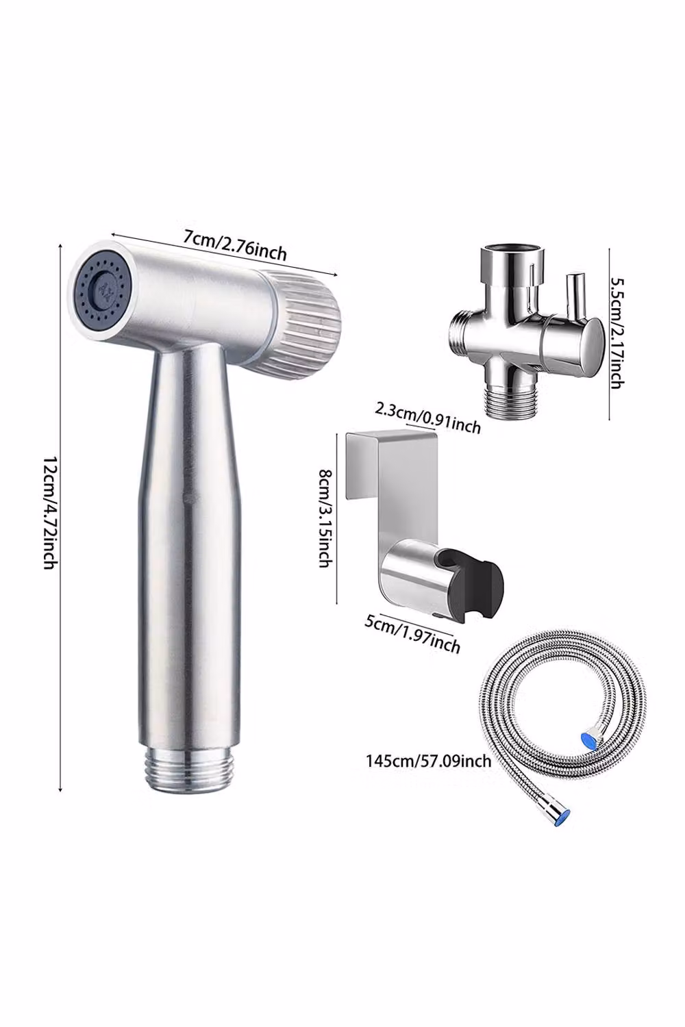Living and Home Handheld Toilet Bidet Sprayer Kit with Mounting Set in Silver – 4