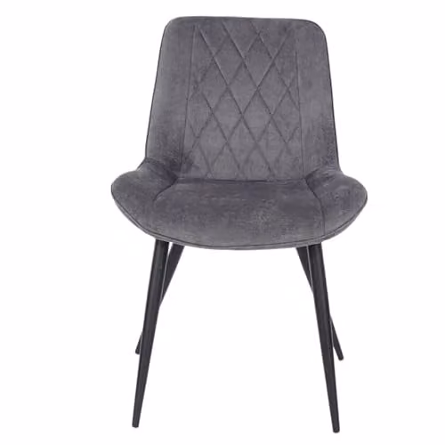 Core Products Aspen Set of 2 Grey Cord Fabric Diamond Stitch Dining Chairs with Black Metal Legs – 3