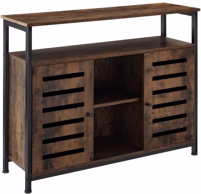 tectake Warrington Modern Sideboard in Brown and Black with Metal Accents – 1