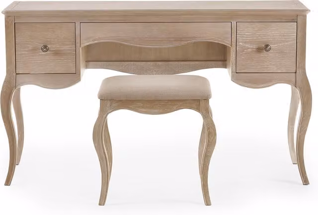 Julian Bowen Camille Dressing Table and Stool in Limed Oak