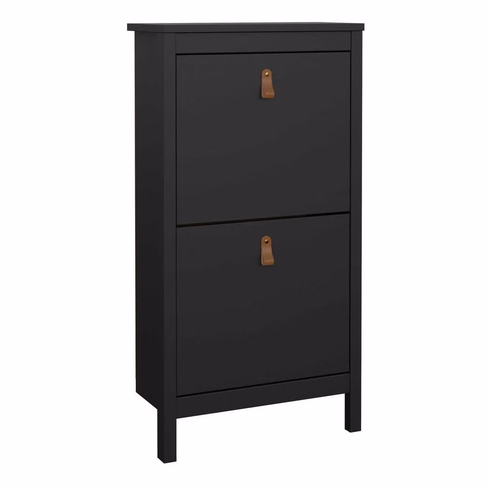 Wyld Haus Wildberry Matt Black Wooden Shoe Cabinet with 2 Tilting Doors – 2