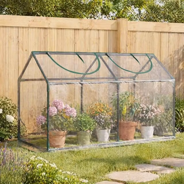 STILVORA Mini Greenhouse with Roll-Up Windows, Clear, W/D/H: 120 x 60 x 60 cm – 1