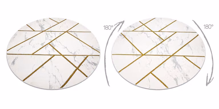 RugsX Emerald Round Rug in Yellow and White, Diameter: 120 cm