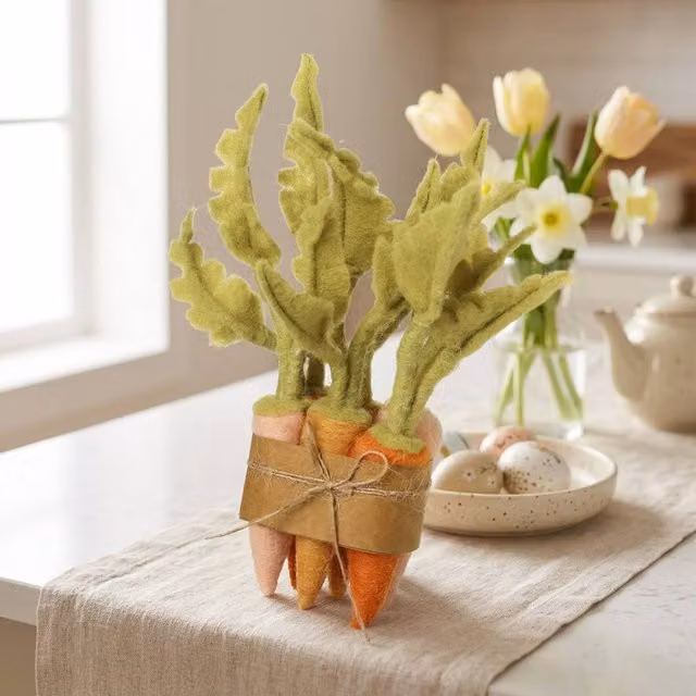 Garden Greatness Decorative Felt Carrot Bunch in Orange and Green