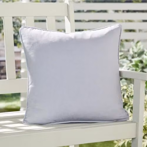 Fusion Plain Silver Square Outdoor Cushion with Removable Cover and Stain Repellent, W/D/H: 43 x 43 x 43 cm – 1