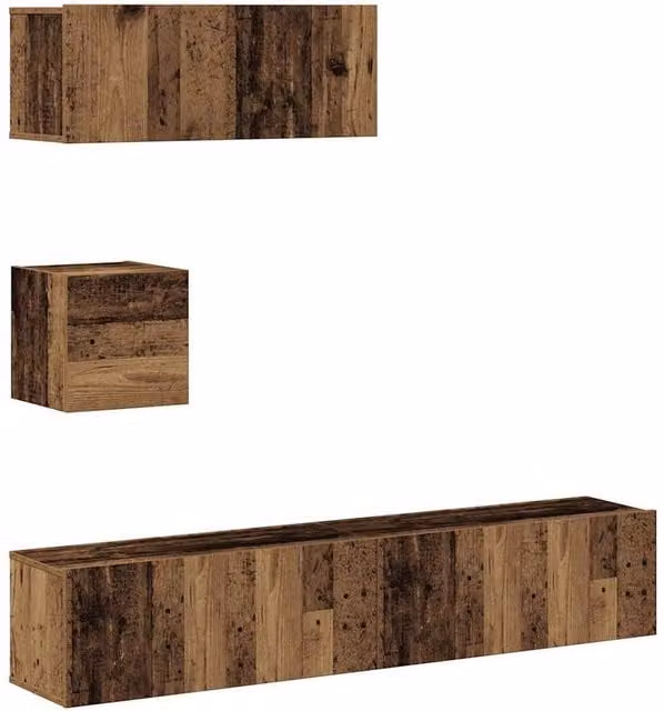 Berkfield Home 4 Piece Wall-Mounted TV Cabinet Set in Brown Engineered Wood – 1
