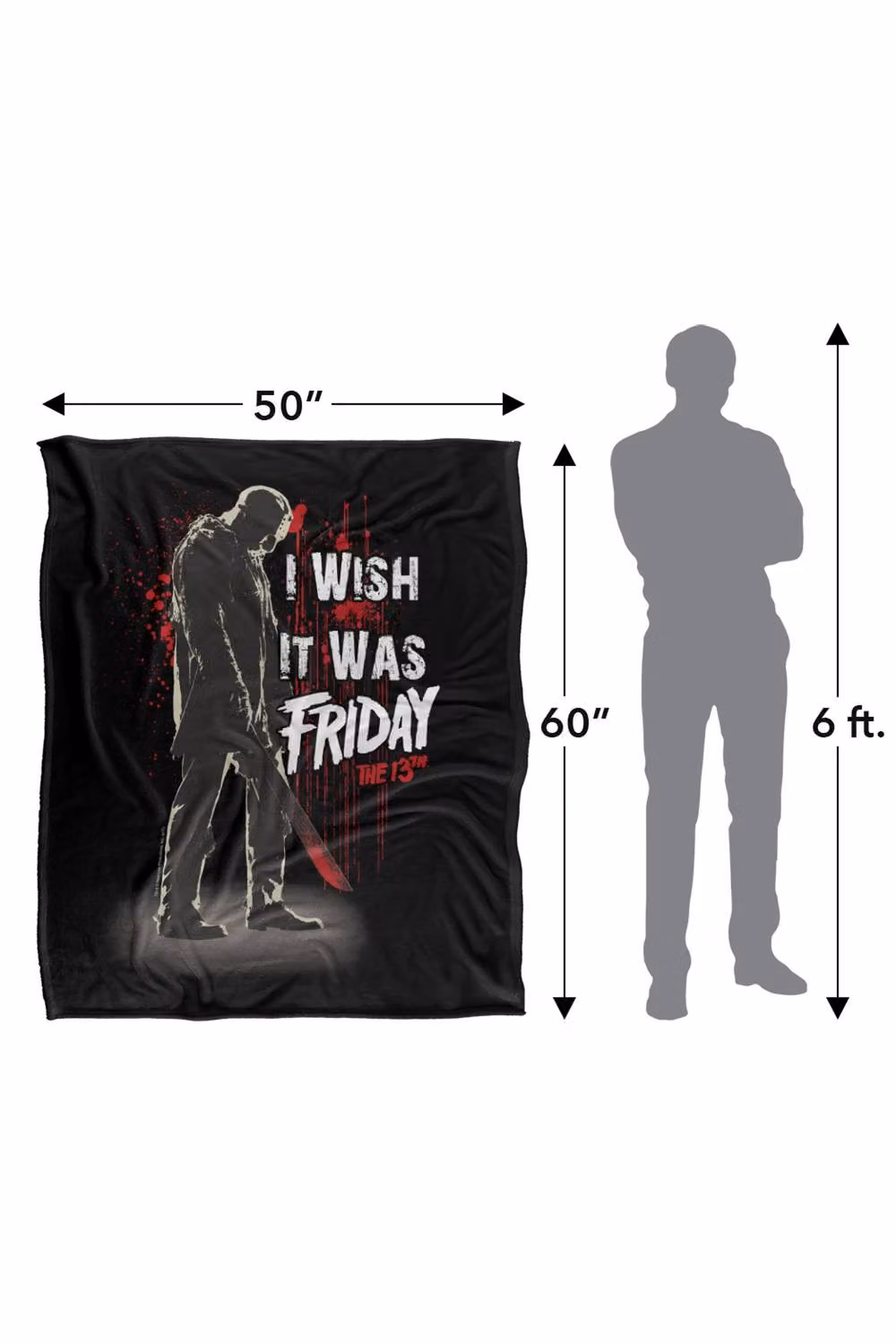 Warner Bros. Friday The 13th I Wish It Was Friday Super Soft Fleece Throw Blanket, Multicolour, W: 152 cm, D: 127 cm – 8