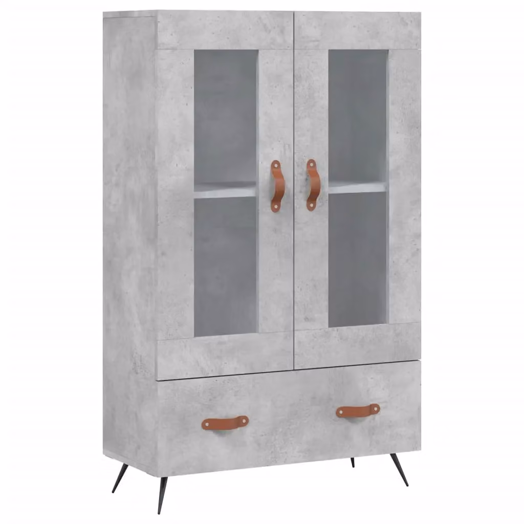 Berkfield Home Modern Highboard in Concrete Grey with Glass Doors, W/D/H: 69.5 x 31 x 115 cm – 2