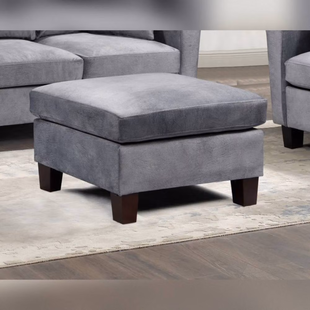 Comfy Living Ltd Brushed Velvet Footstool in Grey – 2