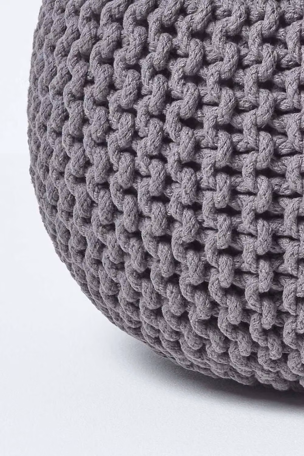 Homescapes Round Cotton Knitted Pouffe Footstool in Grey – 3
