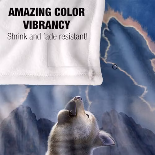 JQ Licensing Jlo Baby Wolf Howling Super Soft Silky Touch Fleece Throw Blanket, Multicolour, W: 91 cm, D: 147 cm – 3
