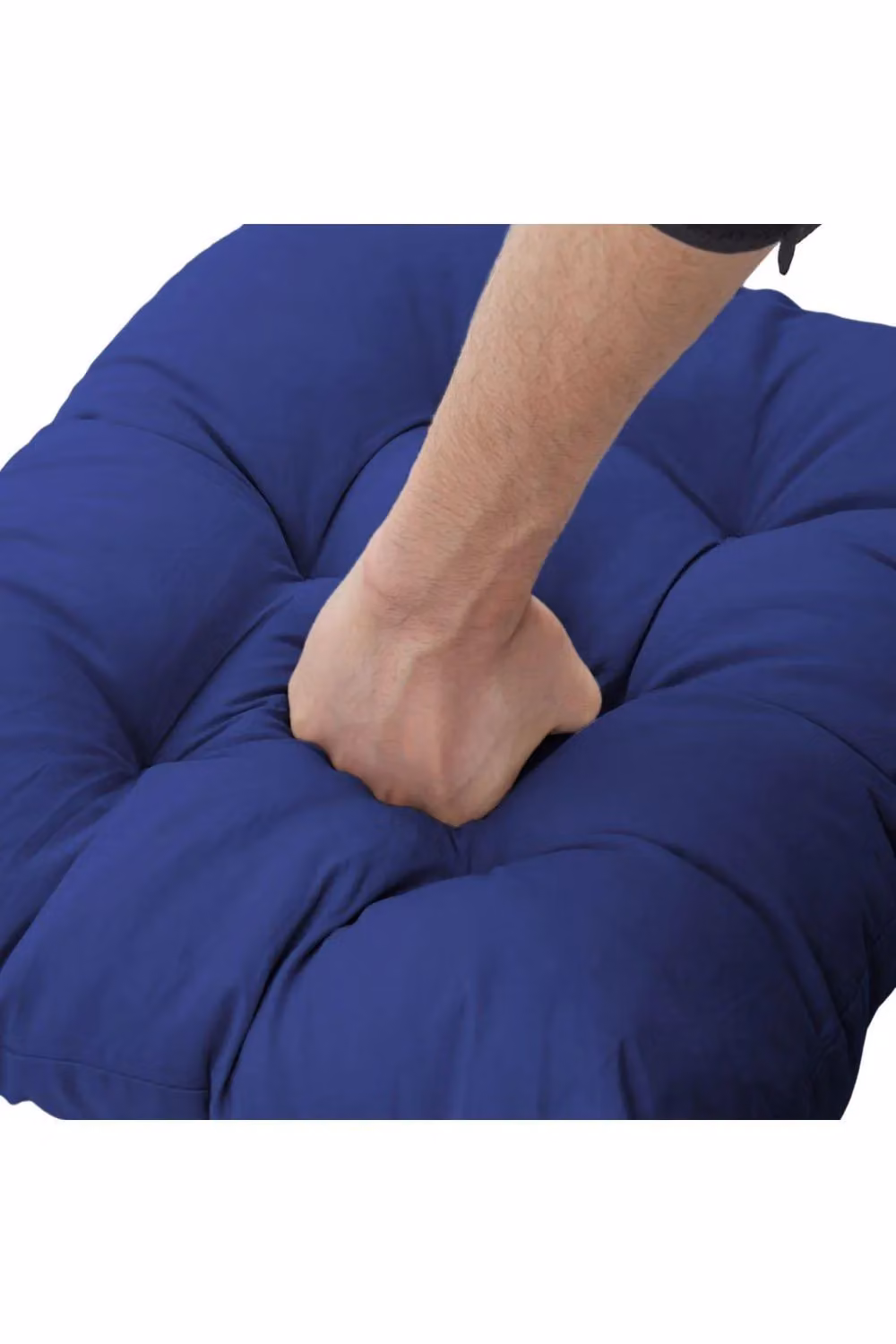 H&O Direct Set of 2 Navy Blue Square Outdoor Garden Chair Cushions in Polyester – 4