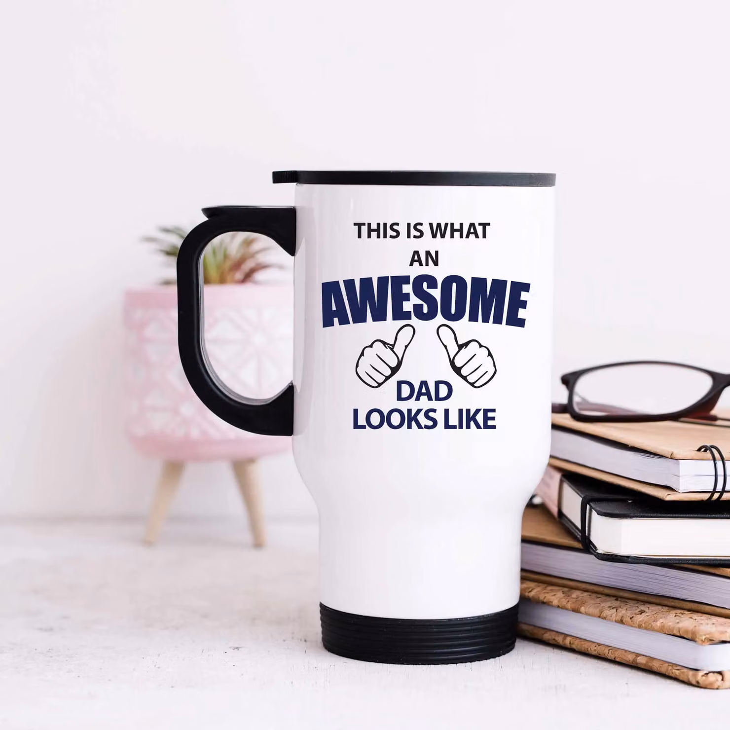 60 Second Makeover This Is What An Awesome Dad Looks Like Metal Travel Mug in White – 2