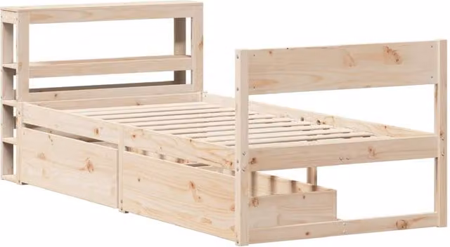 Berkfield Home Small Single Solid Wood Pine Bed Frame in Beige, W/D/H: 75 x 190 cm