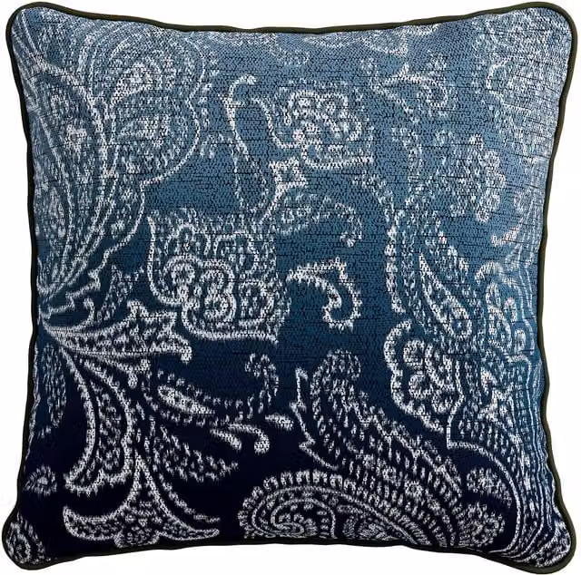 Bedeck of Belfast Oren Striped Cotton Square Cushion, Petrol Blue, W/D/H: 50 x 50 x 50 cm