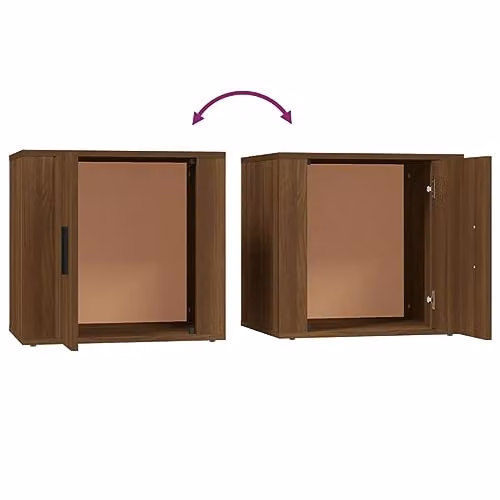 vidaXL Modern Brown Oak Bedside Cabinet W/D/H: 50 x 39 x 47 cm – 4