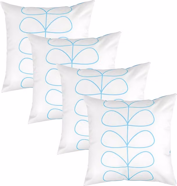 Gardenista Set of 4 Striped Outdoor Scatter Cushions in Aqua, Blue, Beige and White