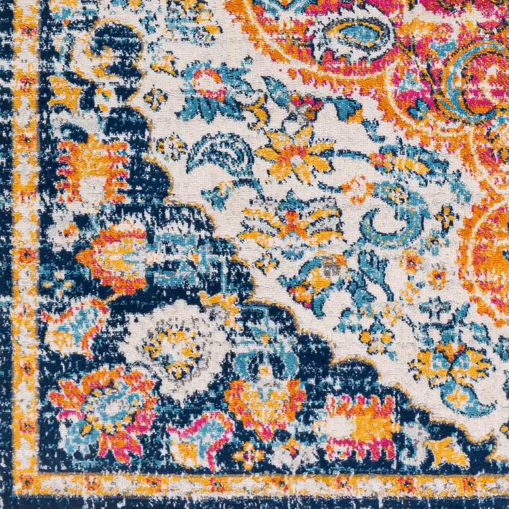 Livabliss Floransa Vintage Boho Traditional Living and Dining Room Rug in Orange, Blue, Pink and Cream, W: 80 cm, L: 220 cm – 4