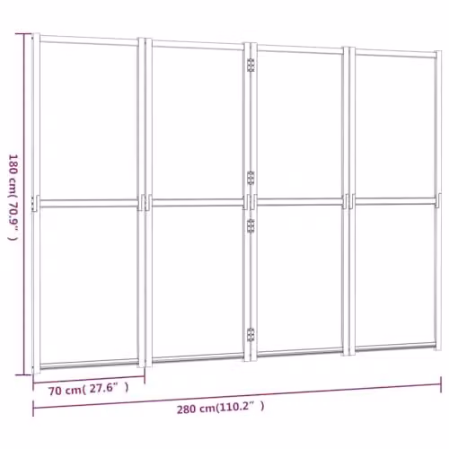 vidaXL 4-Panel Modern Wood Room Divider, Black, W: 280 cm, H: 180 cm – 4