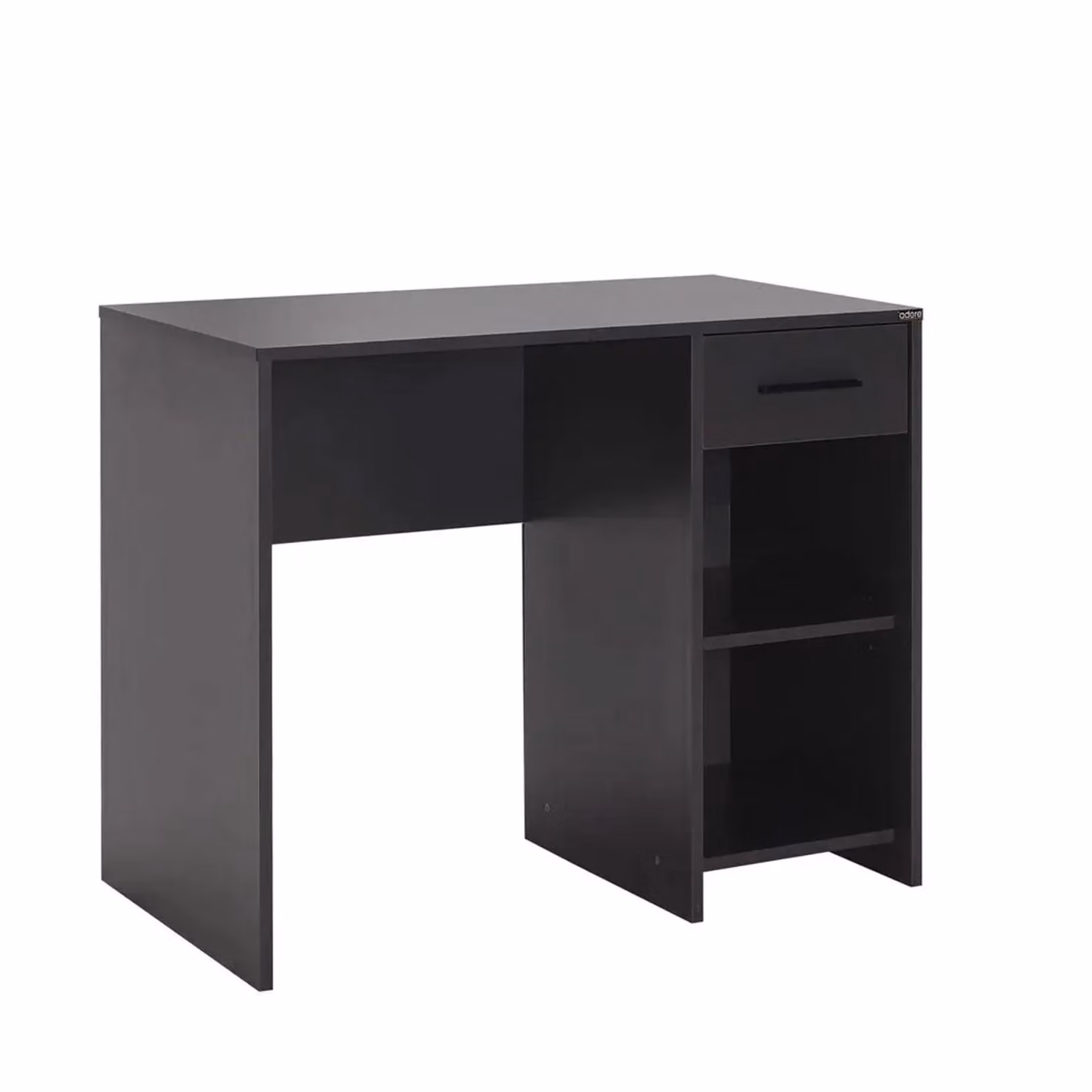 FWStyle Anthracite Grey Writing Desk with Single Pedestal Drawer and Shelves W: 90 cm, D: 52 cm, H: 75 cm – 2