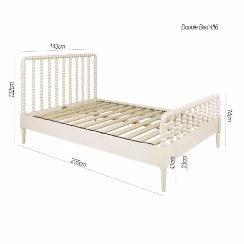 Statement Furniture Cromwell Wooden Bed Frame with Bobbin Design Headboard and Footboard in Green, Beige or White, W/D/H: 140 x 200 x 143 cm – 2