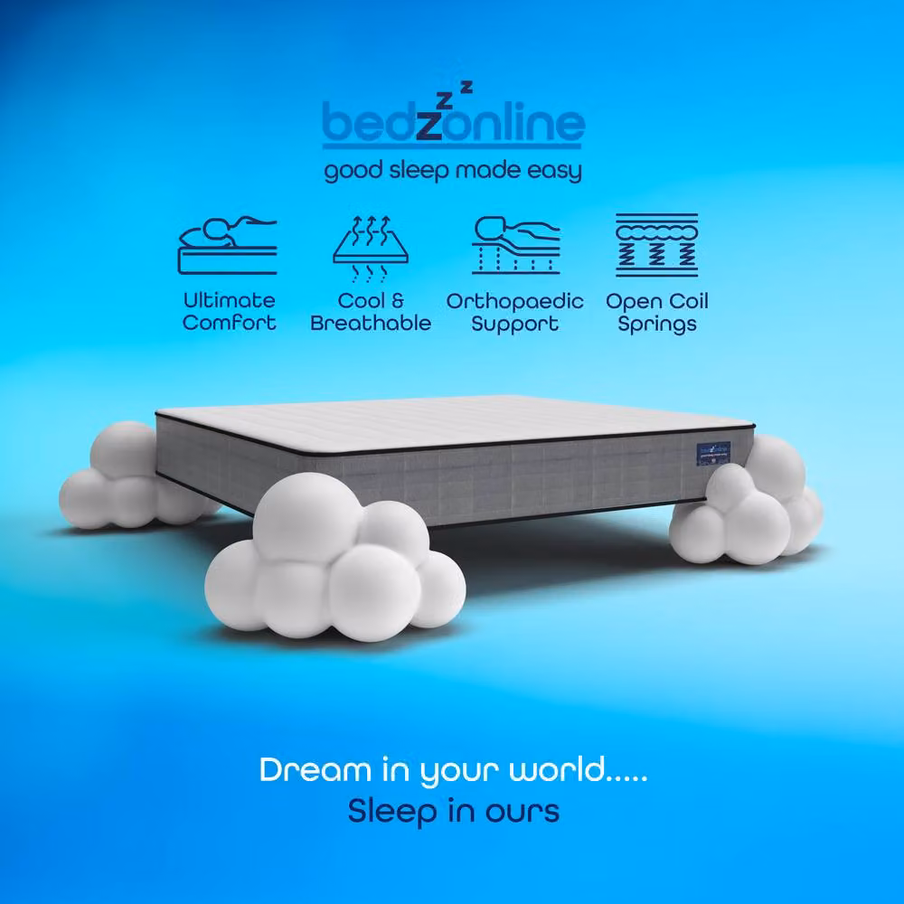 Bedzonline Diamond Quilted Orthopaedic Hybrid Memory Foam and Pocket Spring Mattress, Grey, W: 180 cm, D: 200 cm – 2
