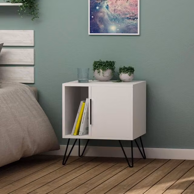 Decortie Glynn Modern Bedside Table in White – 2