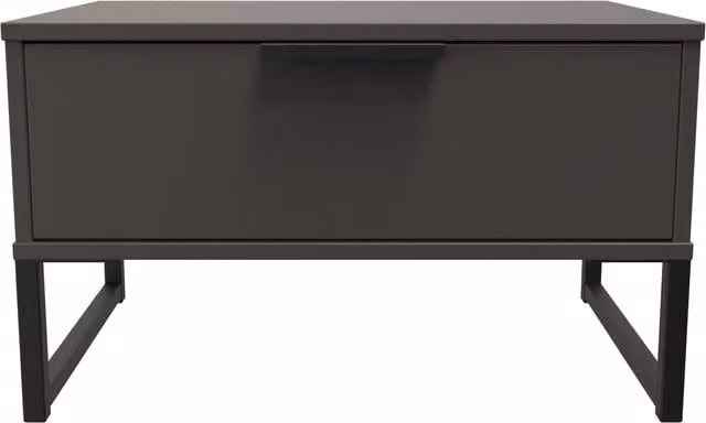 2 U Fuji Ready Assembled Wide Side Table with 1 Drawer in Dark Grey