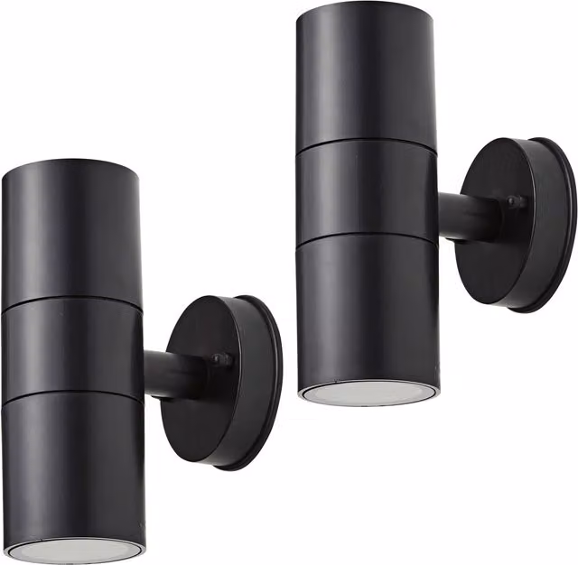 Litecraft Hahn Black Modern Up and Down Outdoor Wall Light