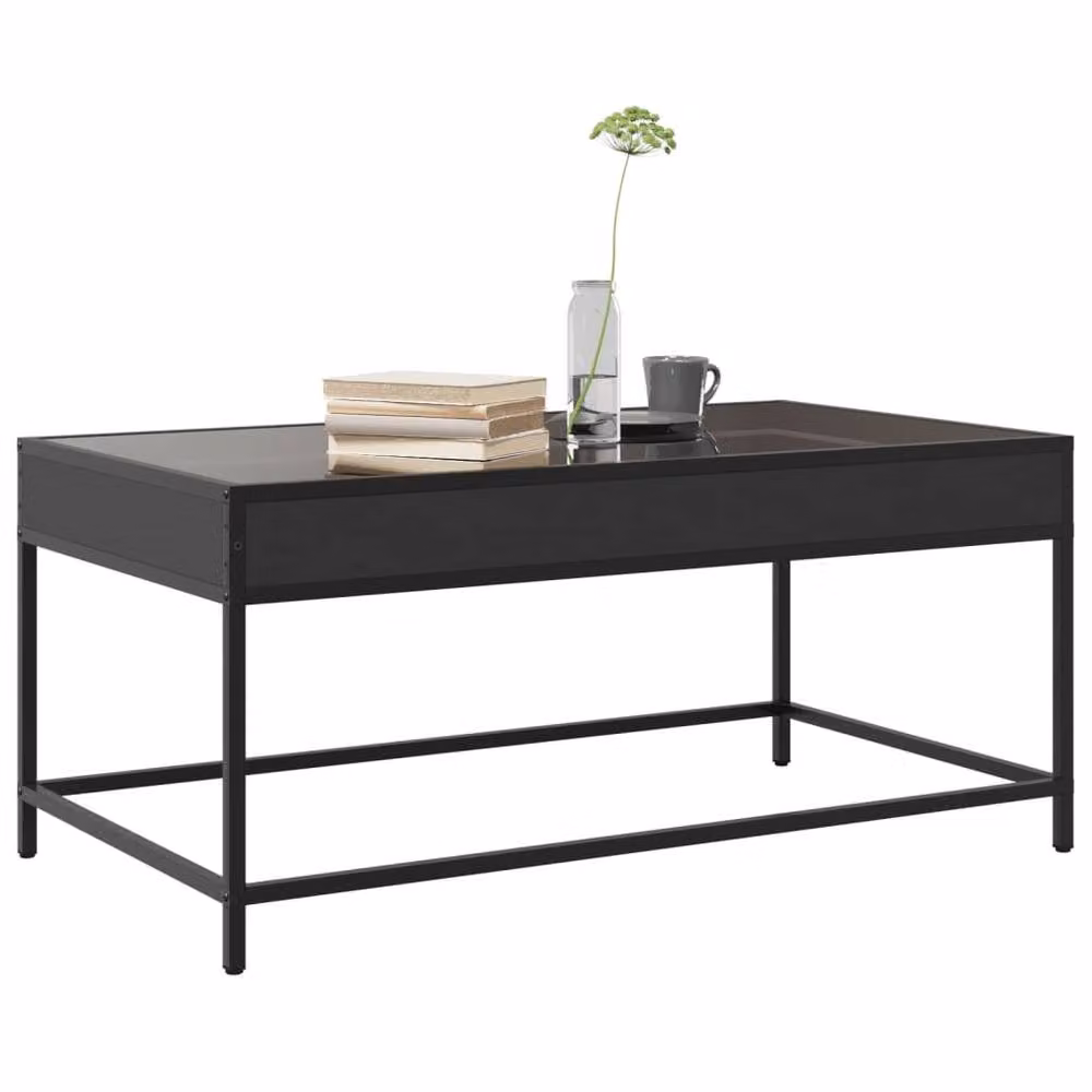 Berkfield Home Infinity LED Decorative Coffee Table, Black, W: 90 cm, D: 50 cm, H: 41 cm – 3