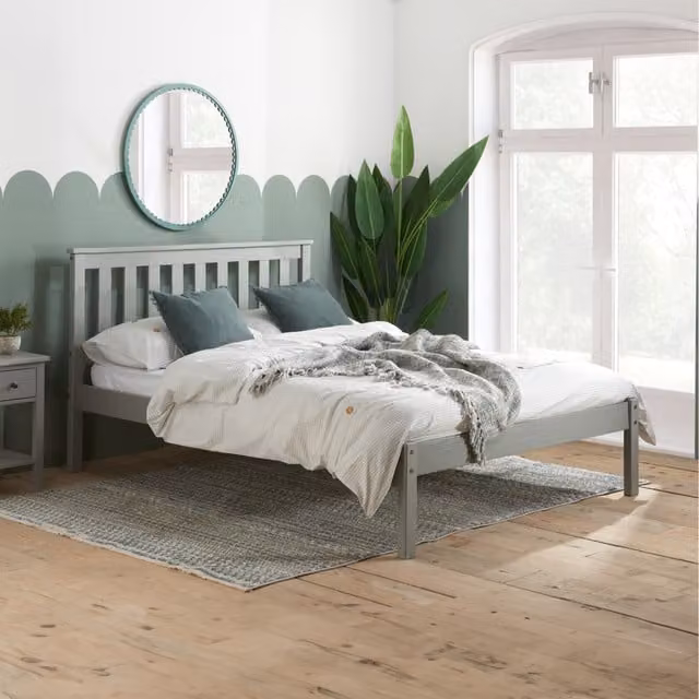 Birlea Denver King Size Bed in Grey Lacquered Wood
