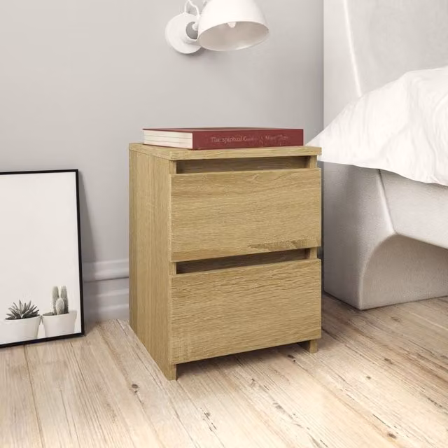 Berkfield Home Sonoma Oak Bedside Cabinet in Brown, W/D/H: 30 x 30 x 40 cm