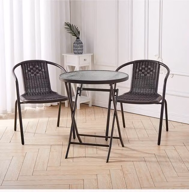 Living and Home Bachmann 2 Seater Dining Bistro Set in Brown – 1