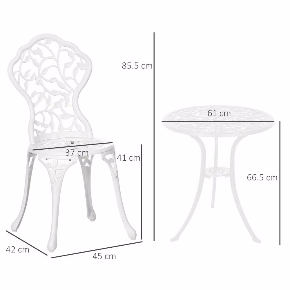 STILVORA Modern Bistro Set with Matt White Aluminium Structure – 3