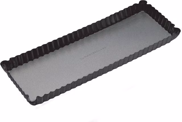 MasterClass Black Non-Stick Rectangular Fluted Loose Base Tart Tin, W: 36 cm, D: 13 cm