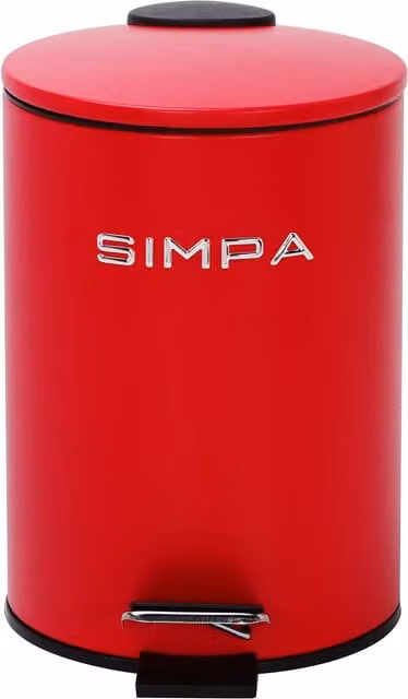 Simpa 3L Slim Soft-Closing Pedal Dustbin in Red with Removable Inner Bucket
