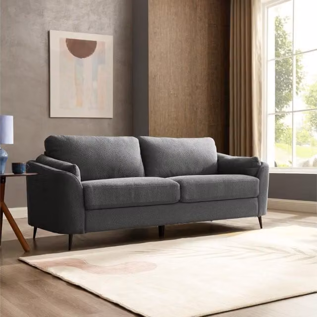 Home Detail Jack 3-Seater Sofa in Grey Boucle Fabric with Sleeping Function and Removable Covers