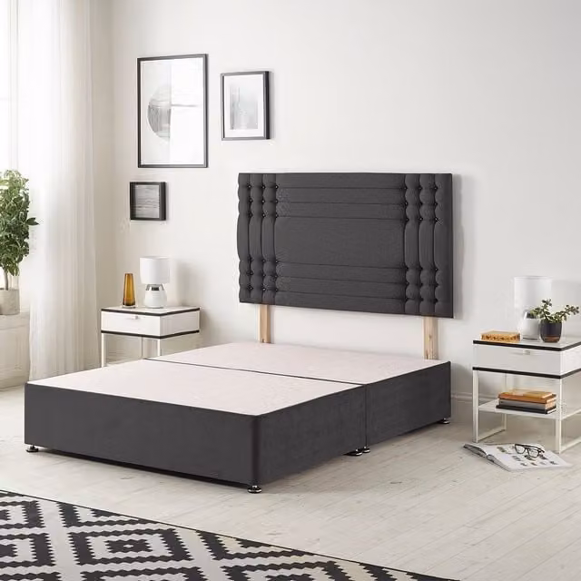 Somnior Beds Ltd Saville Velvet Divan Base with Drawers and Upholstered Frame, Black, W/D/H: 90 x 190 cm