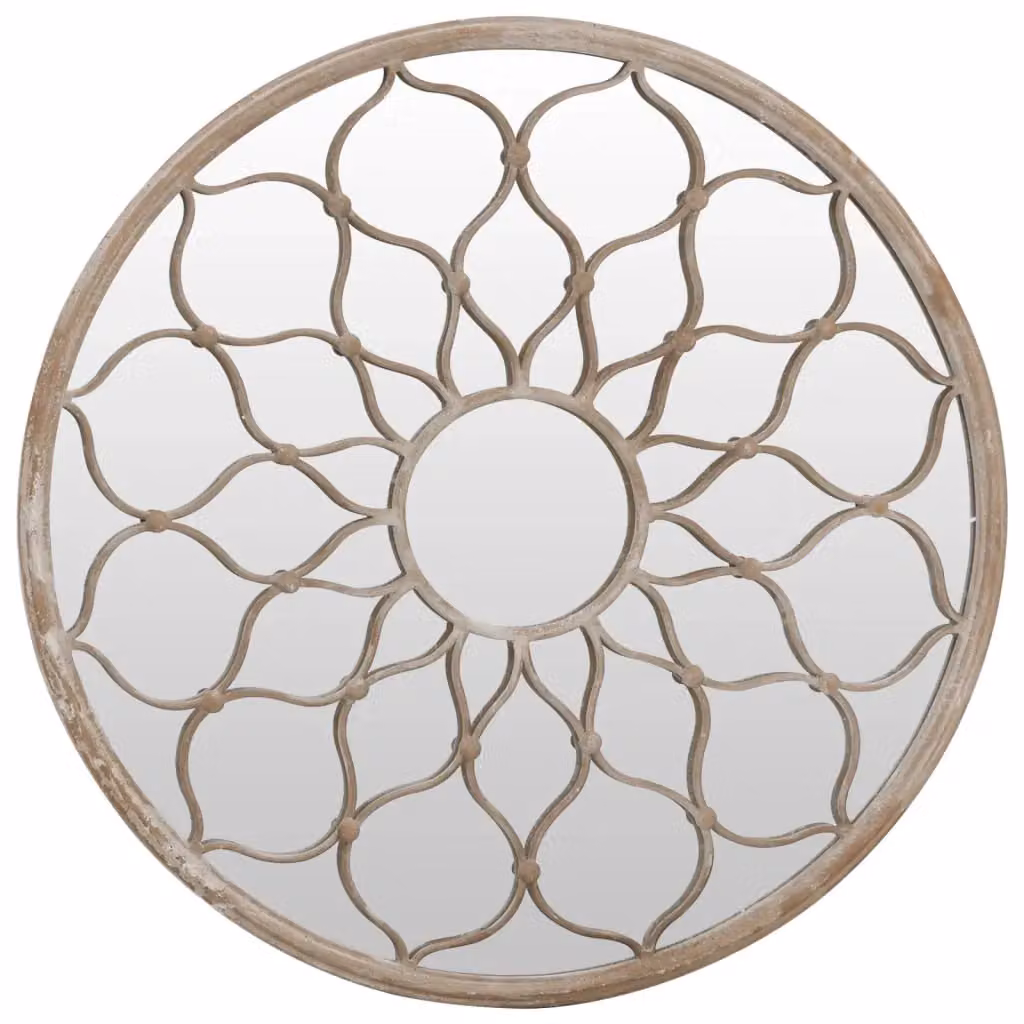 Berkfield Round Metal Garden Wall Mirror in Sand Beige, Diameter: 60 cm, Depth: 3 cm – 2