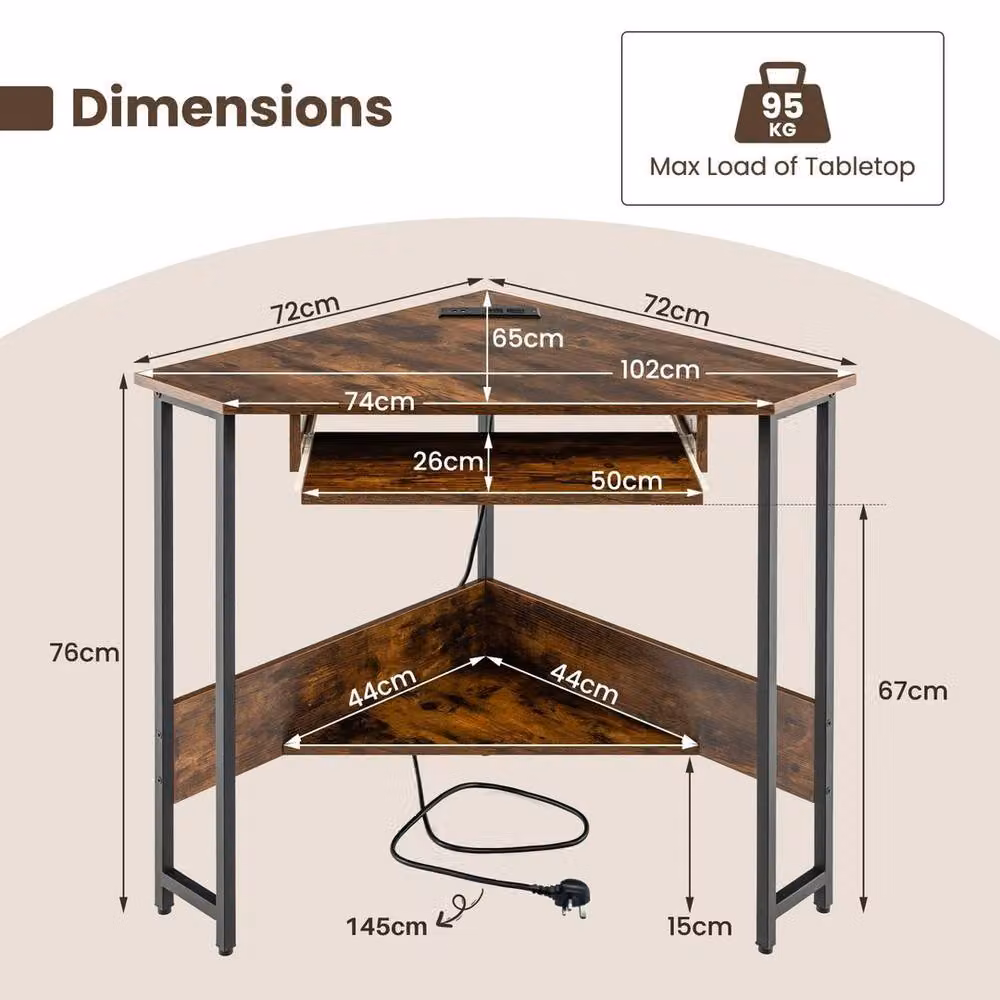 Kelvenix Industrial Corner Desk in Brown – 2