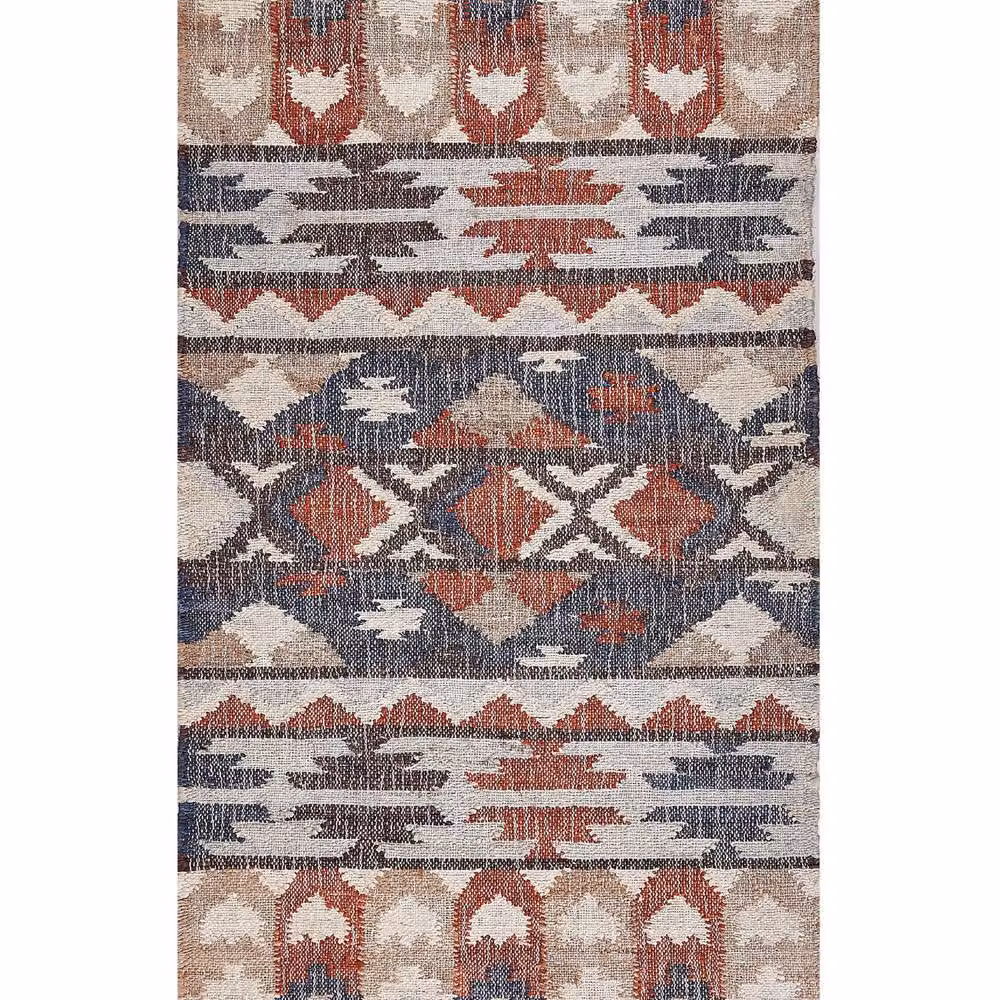 Wyld and Coco Multicolour Jute and Cotton Handwoven Boho Rug with Fringes W: 80 cm, L: 150 cm – 2