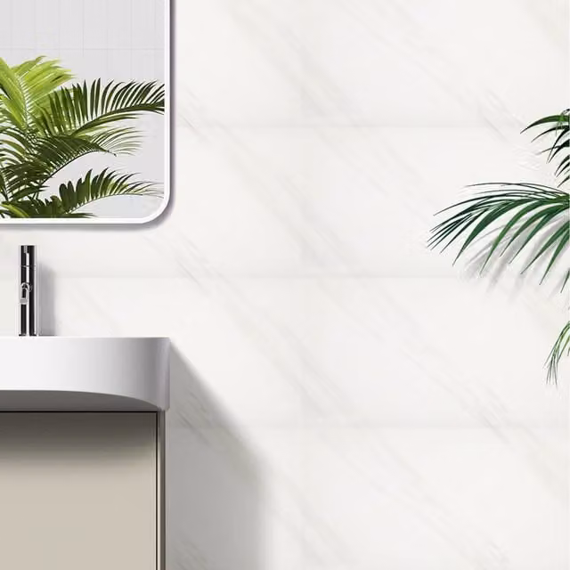 Komore 10-Piece Waterproof and Fire-Resistant Self-Adhesive Marble Wall Stickers in White and Grey