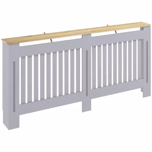 HOMCOM Slatted Radiator Cover Painted MDF Cabinet, Grey, W: 172 cm, D: 19 cm, H: 81 cm