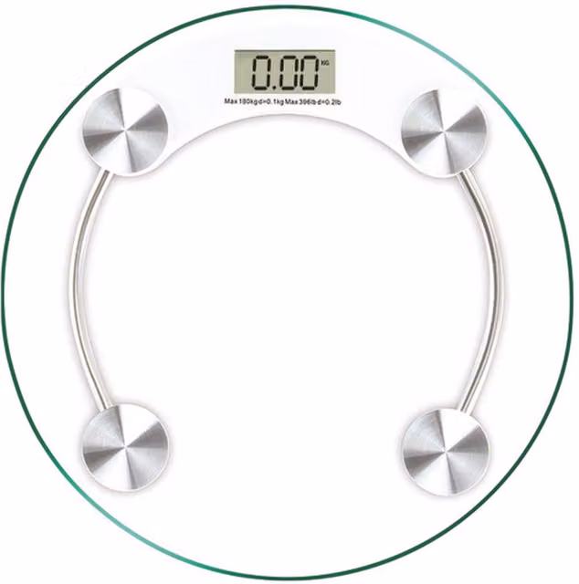 Vivo Round Digital BMI Bathroom Scale with Transparent Glass Display in White